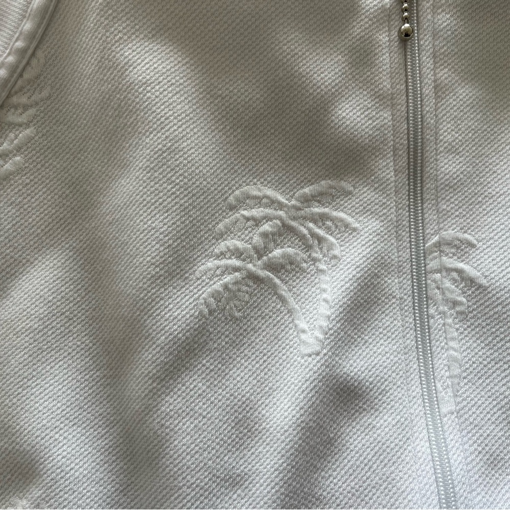 SUN CASUALS White Short Sleeve Zipper Up Cover Up with Hood Size 3X - Picture 4 of 6